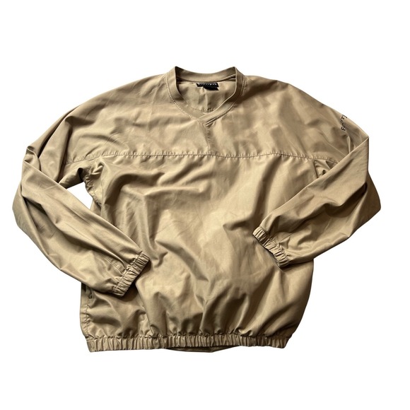 FootJoy Golf Pullover Jacket Beige XL V-Neck Lightweight Water Resistant - Picture 2 of 9